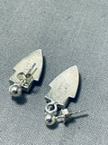 Fabulous Vintage Native American Navajo Gaspeite Sterling Silver Earrings-Nativo Arts