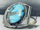 One Of The Best Vintage Native American Navajo Blue Diamond Turquoise Sterling Silver Bracelet-Nativo Arts