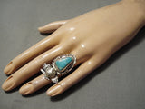Tremendous Vintage Native American Navajo Kachina Turquoise Sterling Silver Ring-Nativo Arts