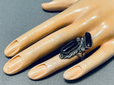 Impressive Vintage Native American Navajo Black Onyx Sterling Silver Ring-Nativo Arts
