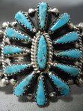 Stunning Vintage Native American Navajo Turquoise Sun Sterling Silver Bracelet Cuff-Nativo Arts