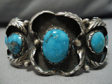 Rare Turquoise Mountain Vintage Native American Navajo Keyonnie Begay Sterling Silver Bracelet-Nativo Arts
