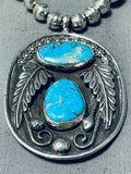 One Of The Best Vintage Native American Navajo Tubule Turquoise Sterling Silver Necklace Old-Nativo Arts