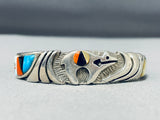 Dynamic Vintage Native American Zuni Turquoise Sterling Silver Bear Bracelet-Nativo Arts