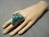 One Of The Biggest Vintage Native American Navajo Turquoise Sterling Silver Ring Old-Nativo Arts