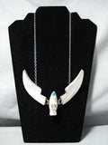 Huge Flapping Wings Vintage Native American Navajo Turquoise Sterling Silver Eagle Necklace-Nativo Arts