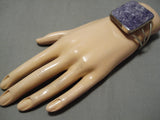 One Of The Best Vintage Native American Navajo Squared Charoite Sterling Silver Bracelet Old-Nativo Arts