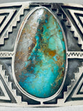 Spell Binding Silver Work Native American Turquoise Sterling Silver Bracelet-Nativo Arts