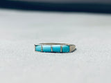 Amazing Vintage Native American Navajo Turquoise Inlay Sterling Silver Ring Old-Nativo Arts