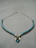 Exquisite Vintage Native American Navajo Choker Style Sterling Silver Turquoise Necklace-Nativo Arts