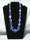 Incredible Navajo Lapis Sterling Silver Necklace Native American-Nativo Arts
