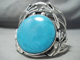 Giant Toad Vintage Native American Navajo Turquoise Sterling Silver Bracelet Cuff-Nativo Arts