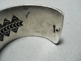 Huge Heavy Vintage Native American Navajo Squared Turquoise Signed Sterling Silver Bracelet-Nativo Arts