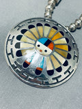 Native American One Of The Best Ever Vintage Zuni Turquoise Inlay Sterling Silver Necklace-Nativo Arts