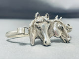 Extraordinary Native American Navajo Signed Sterling Silver Handcarved Horses Bracelet-Nativo Arts