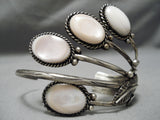 Beautiful Vintage Native American Navajo Pink Shell Sterling Silver Bracelet Old-Nativo Arts