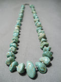 Chunky Amazing Vintage Native American Navajo Green Turquoise Sterling Silver Necklace Old-Nativo Arts