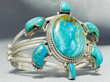 Museum Turtle Vintage Native American Navajo Royston Turquoise Sterling Silver Bracelet-Nativo Arts