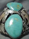 HUGE BEAR CLAW Vintage Native American Navajo Royston Turquoise Sterling Silver Bracelet-Nativo Arts