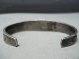 Important Early 1900's Vintage Native American Navajo Ingot Silver Hand Tooled Bracelet Cuff-Nativo Arts