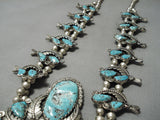 Museum Vintage Native American Navajo Turquoise Sterling Silver Squash Blossom Necklace Old-Nativo Arts