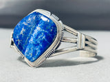 Mighty Lapis Native American Navajo Signed Sterling Silver Bracelet Cuff-Nativo Arts