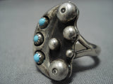 Unique!! Vintage Navajo Turquoise Sterling Silver Native American Ring Old-Nativo Arts