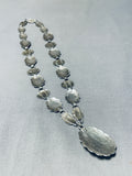 Very Rare Concho Vintage Native American Navajo Turquoise Sterling Silver Necklace-Nativo Arts
