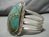 Large Spiderweb Royston Turquoise Vintage Native American Navajo Sterling Silver Bracelet-Nativo Arts