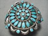 Early Vintage Native American Navajo Blue Green Turquoise Sterling Silver Repoussed Bracelet-Nativo Arts