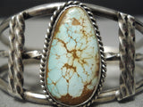 Opulent Natural #8 Turquoise Vintage Native American Navajo Sterling Silver Bracelet Old-Nativo Arts