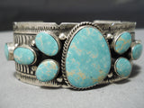 Puddles Of Turquoise Vintage Native American Navajo Sterling Silver Bracelet-Nativo Arts