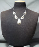 Magnificent Vintage Native American Navajo Mother Of Pearl Sterling Silver Necklace-Nativo Arts