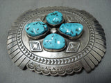 One Of The Largest Vintage Native American Navajo Turquoise Sterling Silver Buckle-Nativo Arts