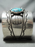 Signed Huge Vintage Native American Navajo Bisbee Turquoise Sterling Silver Bracelet-Nativo Arts