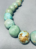 191 Grams Very Rare Bulbous Green Turquoise Sterling Silver Necklace-Nativo Arts
