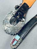 Native American Gilbert Tom Snake Skin Leather Sterling Silver Inlay Ranger Belt-Nativo Arts