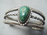 Sweet Vintage Native American Navajo Cerrillos Turquoise Sterling Silver Children's Bracelet Old-Nativo Arts