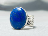 Important Vintage Native American Navajo Lapis Sterling Silver Thick Ring-Nativo Arts