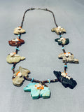 One Of The Best Vintage Native American Zuni Hand Carved Turquoise Sterling Silver Necklace-Nativo Arts