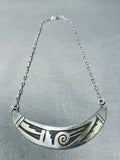 Traditional Hand Carved Native American Hopi Sterling Silver Necklace-Nativo Arts
