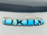Rare Vintage Navajo Donny Lucas Heart Turquoise Sterling Silver Bracelet-Nativo Arts