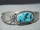 Beautiful Vintage Native American Navajo Sleeping Beauty Turquoise Sterling Silver Bracelet Old-Nativo Arts