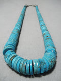 Very Rare Vintage Native American Navajo 'Graduating Turquoise' Sterling Silver Necklace-Nativo Arts
