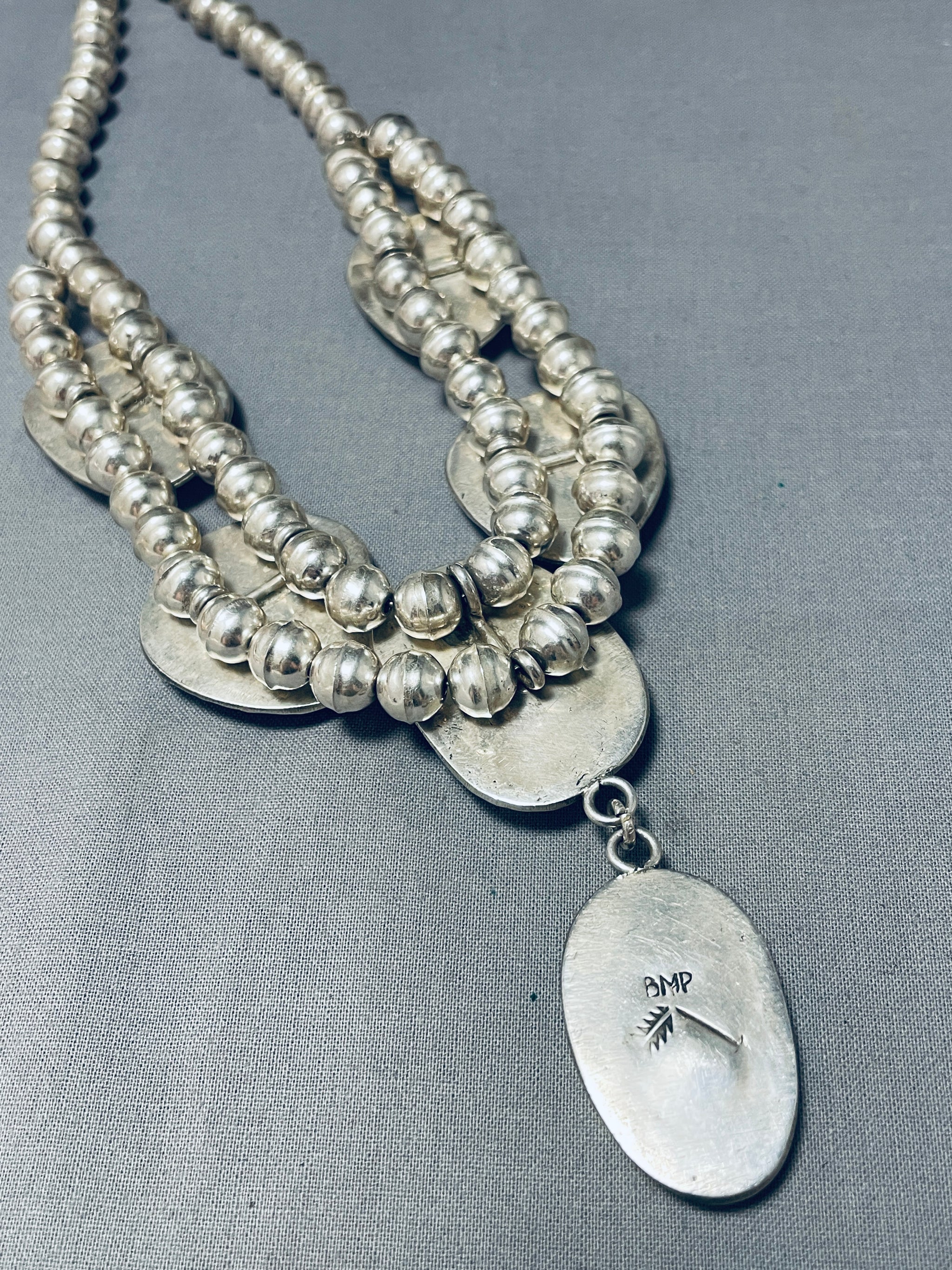 インディアンジュエリー・OLD Navajo燻しレオンチェーン（6㍉） Opulent Vintage Native American Navajo 6 Morenci Turquoise Huge