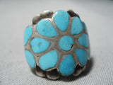 Museum Vintage Native American Zuni Dishta Turquoise Sterling Silver Ring Old-Nativo Arts