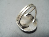 Exquisite Vintage Native American Navajo Pilot Mountain Turquoise Sterling Silver Ring-Nativo Arts