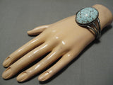 One Of The Best Vintage Native American Navajo #8 Turquoise Dome Sterling Silver Bracelet-Nativo Arts