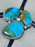 Colossal Mens Turquoise Pool Sterling Silver Native American Navajo Bolo Tie-Nativo Arts