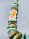 Native American Opulent Vintage Santo Domingo Green Turquoise Heishi Sterling Silver Necklace-Nativo Arts